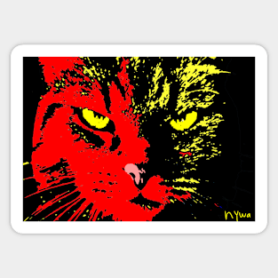 ANGRY CAT POP ART -  RED YELLOW BLACK Sticker